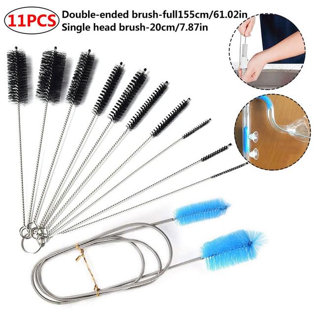 11 pcs Drain Brush Set Stainless Steel Hose Cleaner Brushes Tool